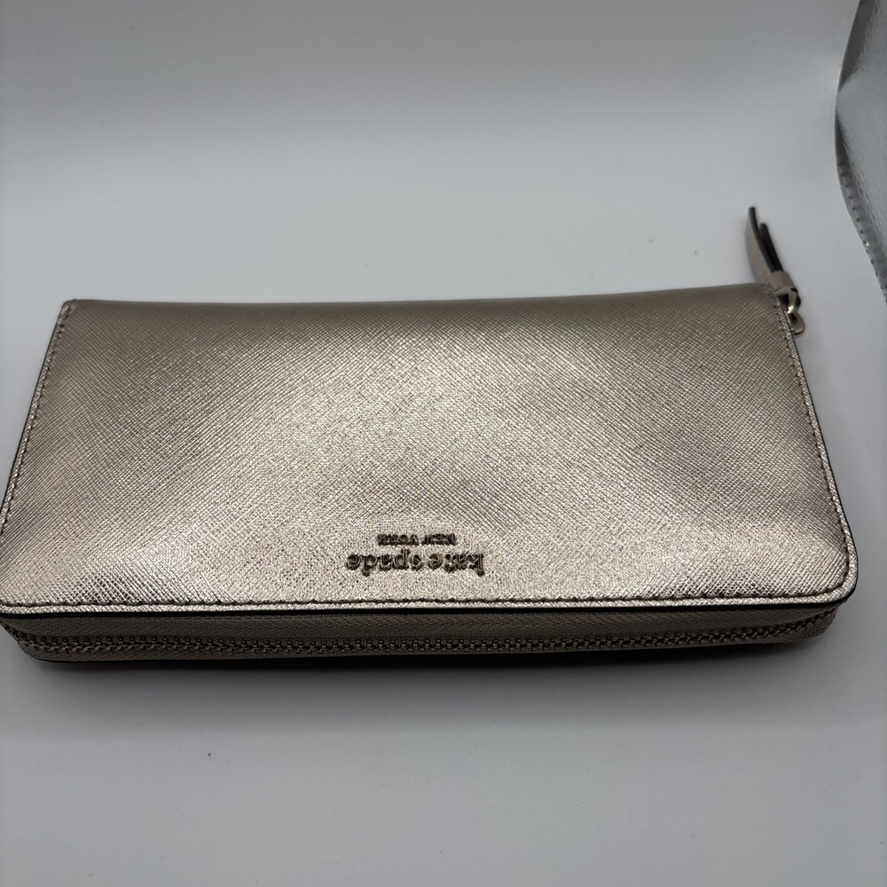 Kate Spade New York Metallic Leather Large Continental Zip Wallet